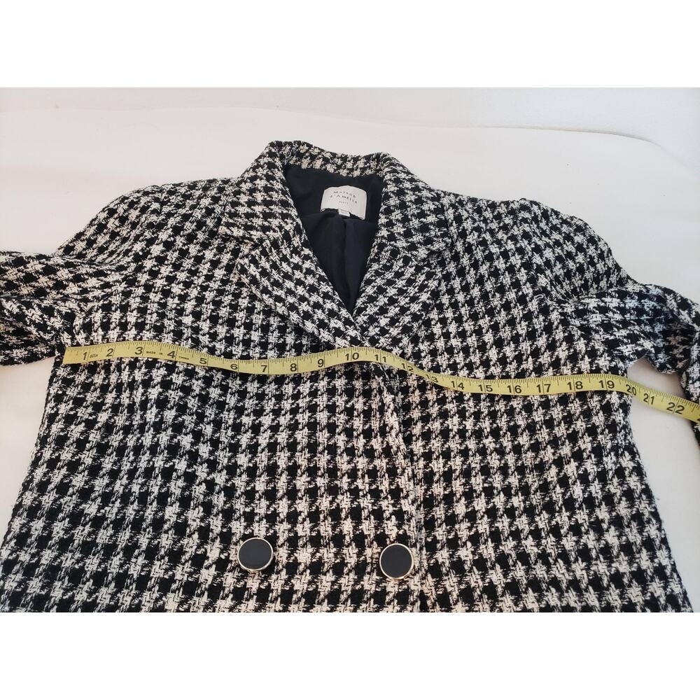 Vintage Blazer Suit Jacket Womens 12 Black White Houndstooth Cropped Tweed Paris - Picture 10 of 16